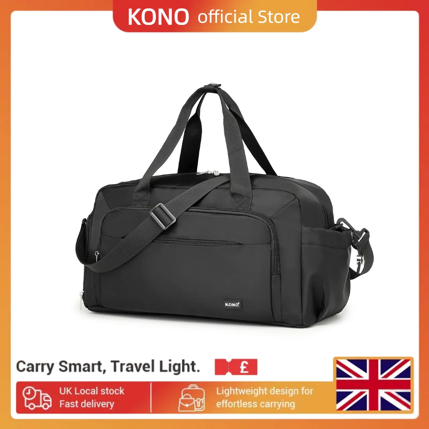 Kono Sports Duffle Bag with Shoes Compartment and Shoulder Strap Waterproof Gym Bag for Men and Women