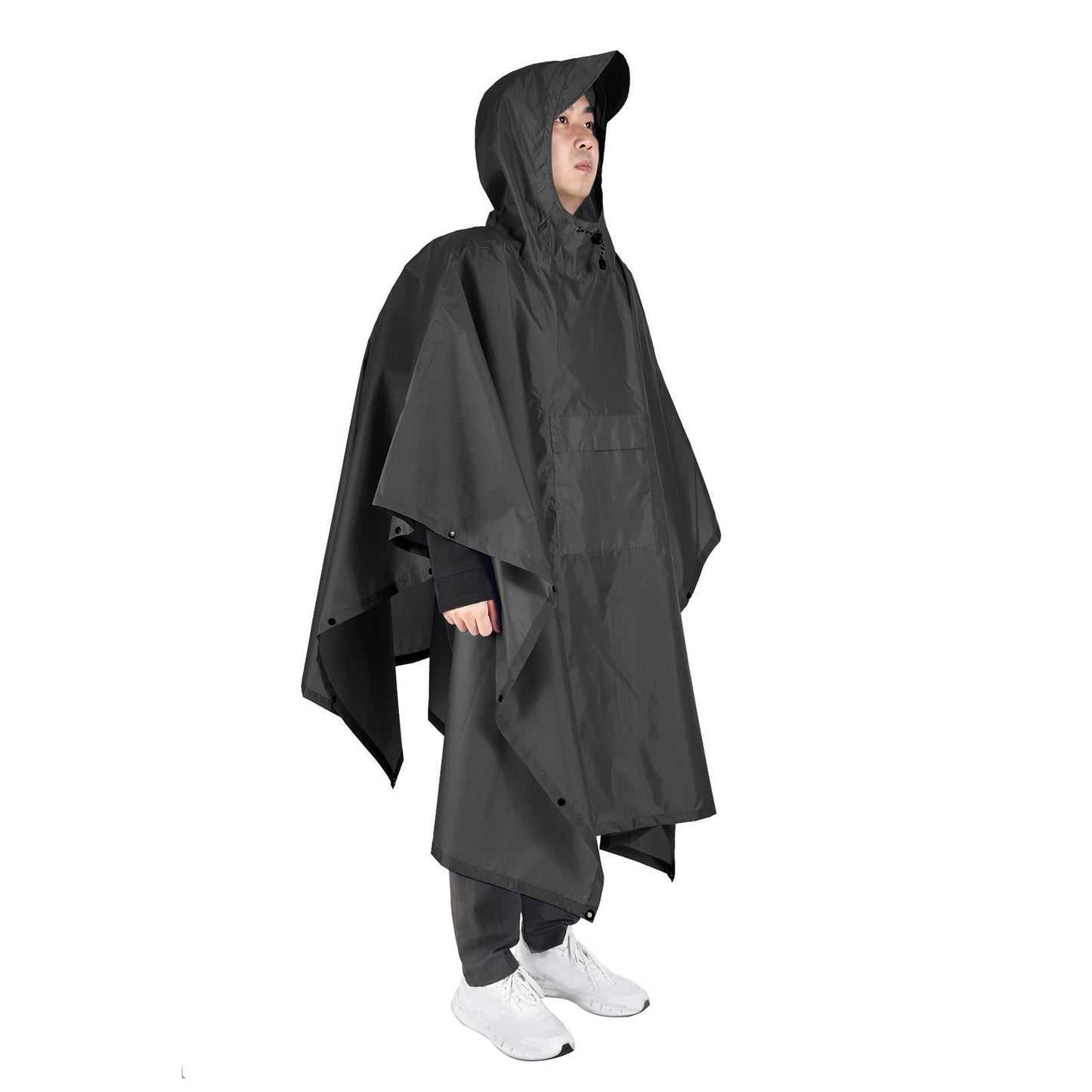 Hooded Lightweight Rain Poncho with Pocket | Waterproof Rain Gear & Sun Shelter for Camping, Hiking & Travel