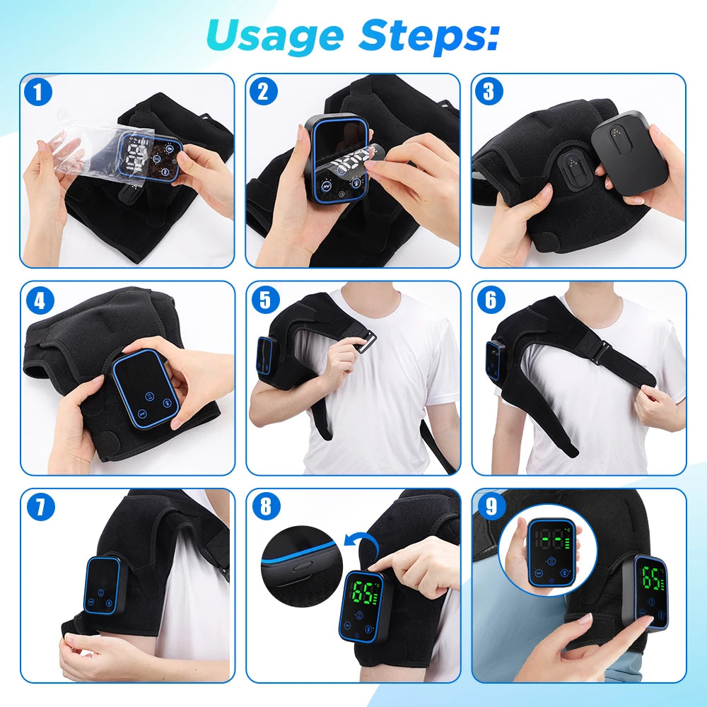 Portable Electric Vibration Shoulder Massager Knee Elbow Massager 3 in 1 Air Pressure Kneading Massager APP Control