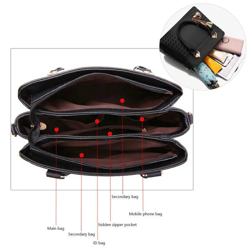 Ladies Handbag Designer Shoulder Tote Bag Women Purse Crossbody Leather Handbags