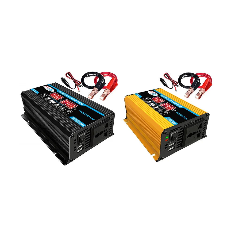 4000W Car Power Inverter DC 12V to AC 220V/110V Dual LCD Digital Display Voltage Transformer Car Charger Converter Adapter