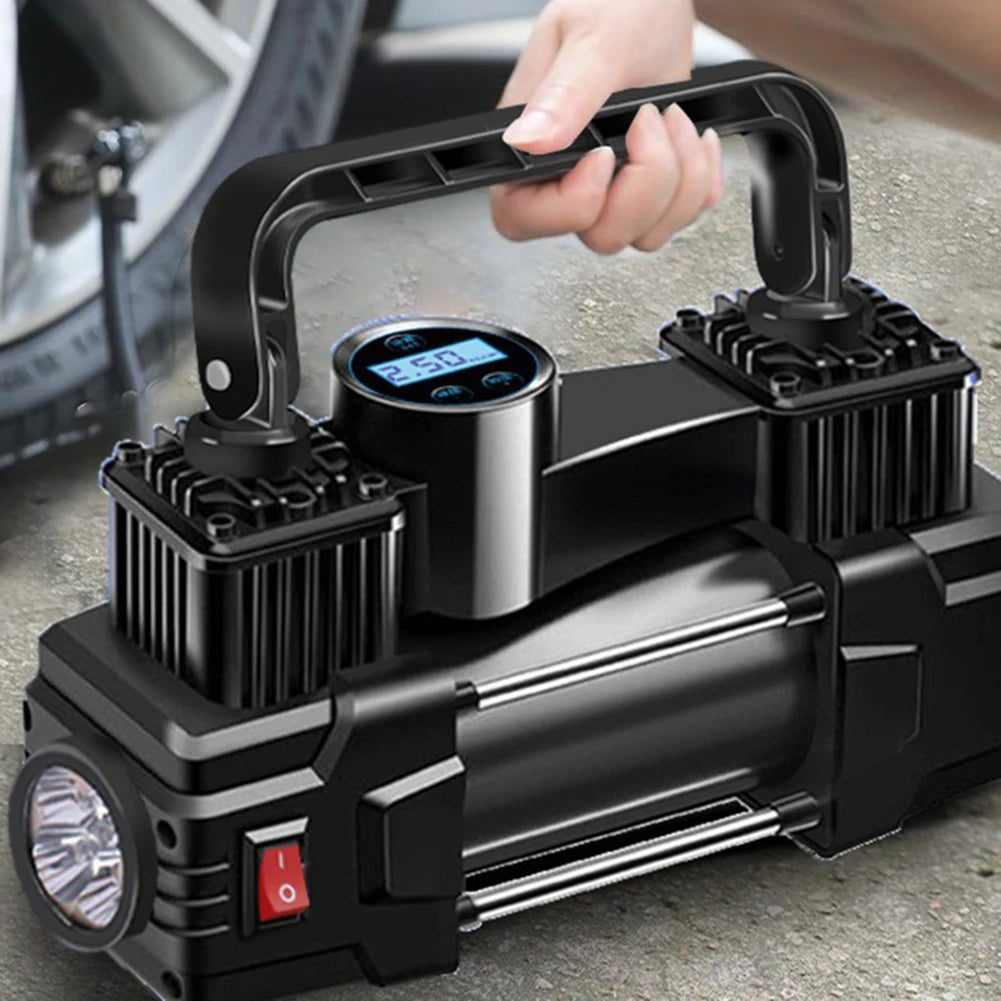12V 150PSI Air Compressor With LED Light Dual Cylinder Heavy Duty Tire Inflator Car Electric Air Pump Car Electric Air Pumps New