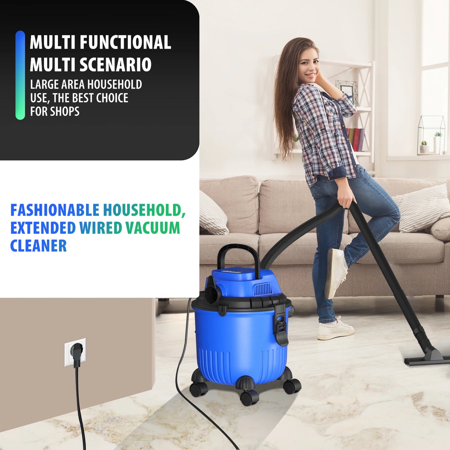 DayPlus 3 In 1 Vacuum Cleaner Wet And Dry Bagless Cylinder Compact Floor Cleaning Powerful HEPA Filter with Blower Function, 15L