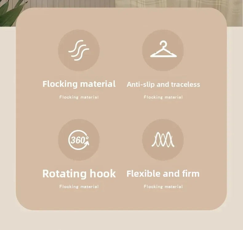 Home Use Flocking Clothes Hanger Anti-Slip Shirt Drying Rack Store Shoulder Corner Seamless Hanging Closet Storage Tool