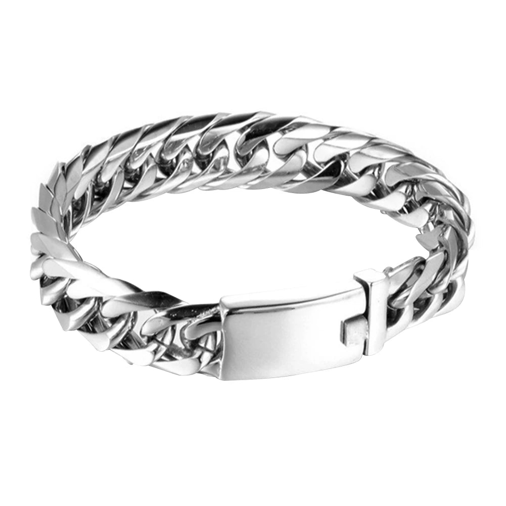 Alloy Chain Bracelet Streetwear Jewelry Fashion Men Bikers Bracelet with Buckle Solid Color for Gift for Party Wedding Travel