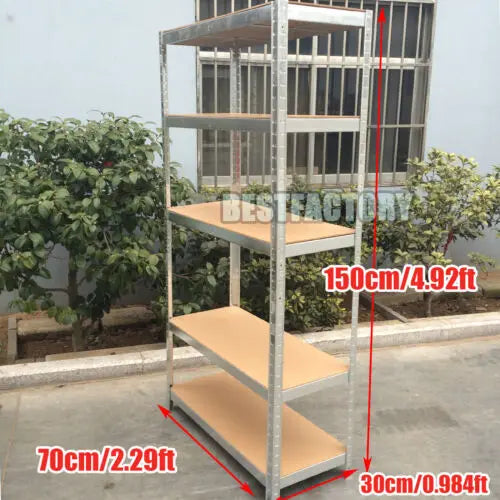 Shelving Unit for Garages & Sheds 150cm/180cm Height Racking Storage Shelves Metal Shelving 5 Tier Boltless Garage Storage Unit