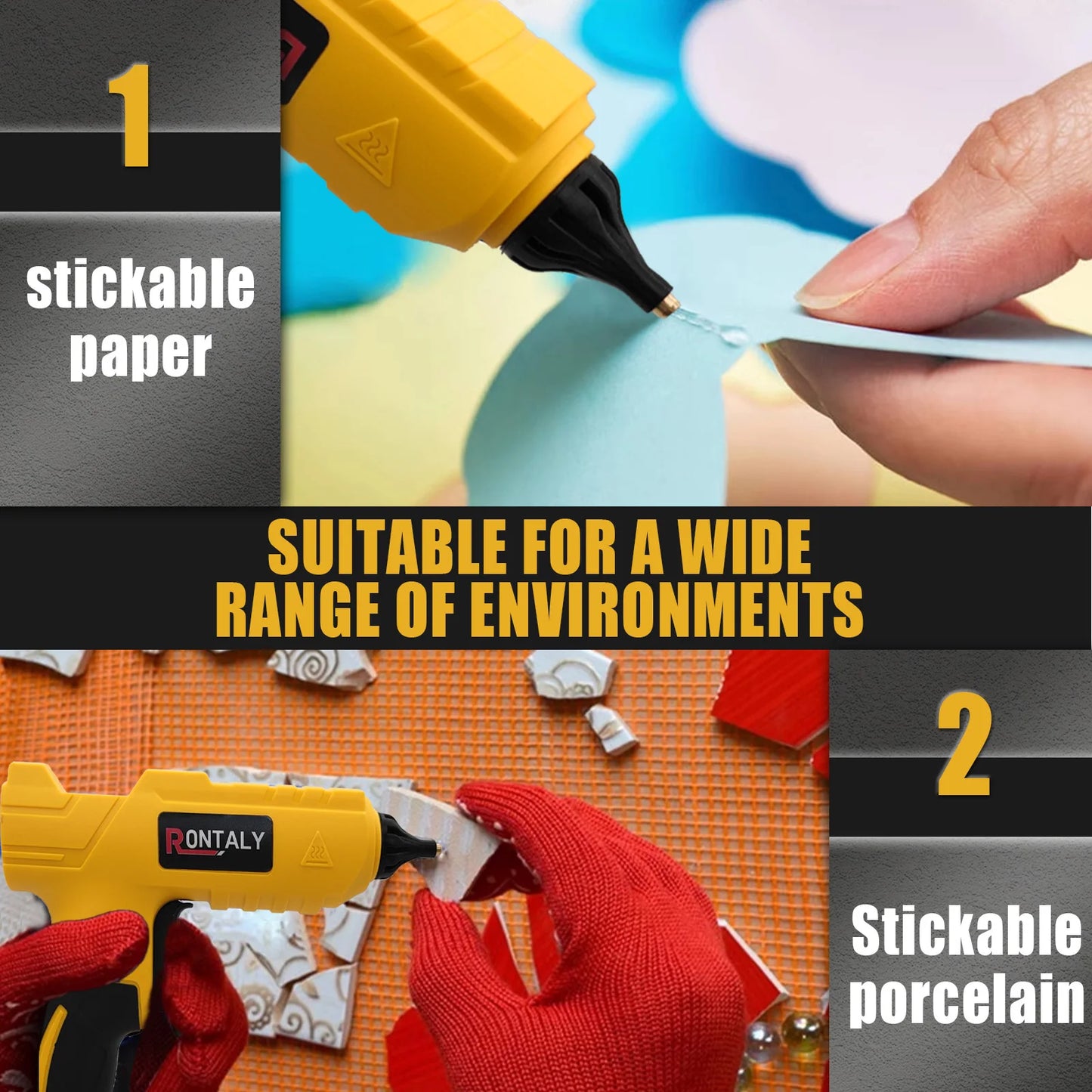 Cordless Hot Melt Glue Gun Replace For DeWalt 18V Battery 10 Pieces Glue Sticks 11 mm, For Crafts & Tools DIY(No Battery)