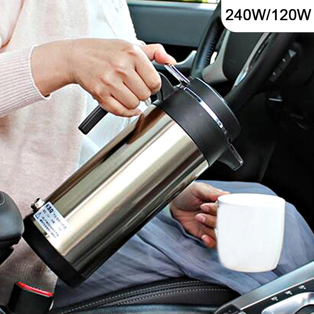 1200 ML Car Truck Water Heater Car Hot Kettle Leak-Proof Design 12/24 V Tea Coffee Kettle 120/240 W Fast Boiling for Travel Home