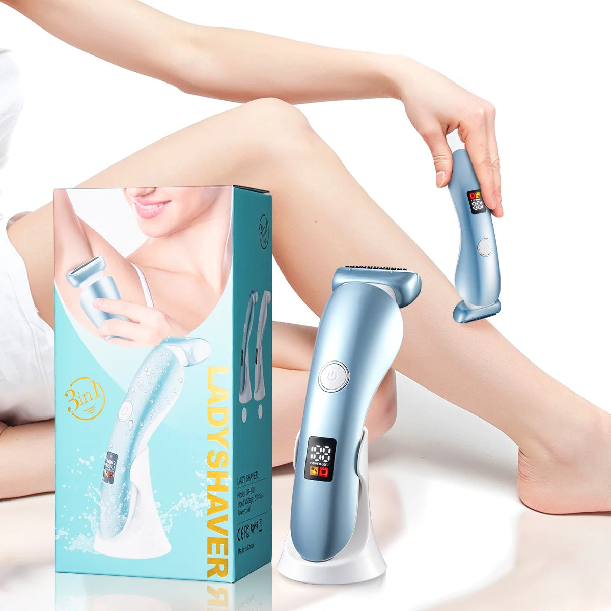 5-in-1 Women's Electric Shaver - Wet and Dry Removal of Face, Eyebrows, Legs and Armpits - Portable Bikini Trimmer, Rechargeable USB Charging, Stainless Steel Blade, Gentle and Effective Shaving, Pink Gift Box Includes, Bikin
