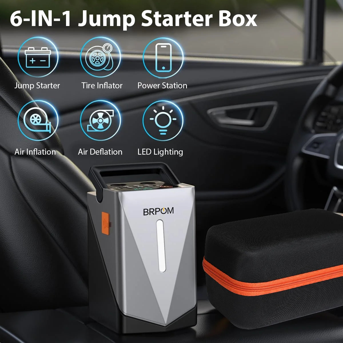 Car Jump Starter 6000A Peak 26800mAh 12V Auto Booster Battery Charger Jumper Box with Fast Charging With LED Screen