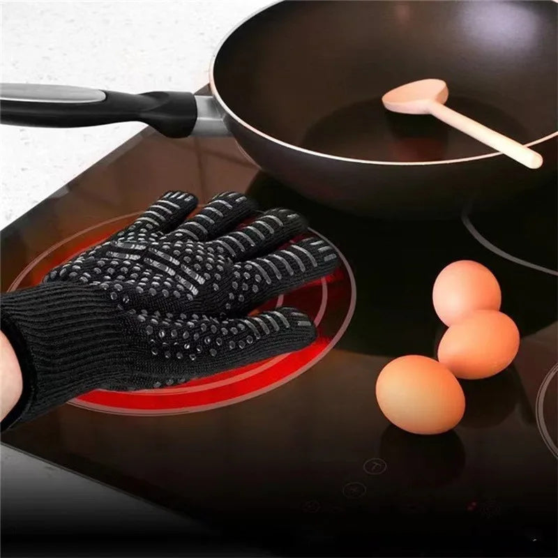 One Piece BBQ Gloves High Temperature Resistance Oven Mitts 500 800 Degrees Fireproof Barbecue Heat Insulation Microwave Gloves