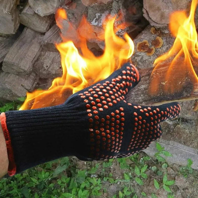 One Piece BBQ Gloves High Temperature Resistance Oven Mitts 500 800 Degrees Fireproof Barbecue Heat Insulation Microwave Gloves