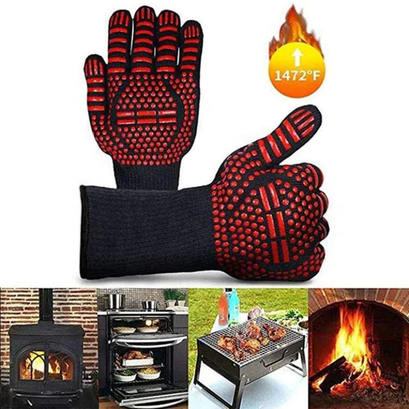 One Piece BBQ Gloves High Temperature Resistance Oven Mitts 500 800 Degrees Fireproof Barbecue Heat Insulation Microwave Gloves