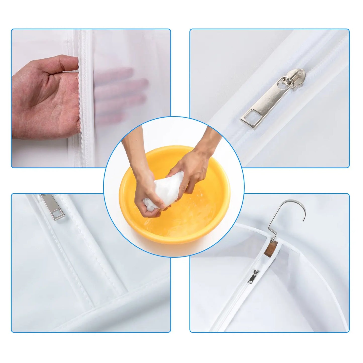 Clothes Hanging Transparent Dust Proof Cover Waterproof Hang Dust Cover with Zipper Clothes Storage Bag Clothes Organizers