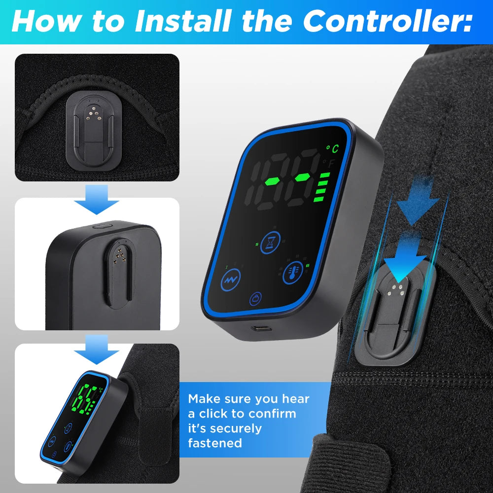 Portable Electric Vibration Shoulder Massager Knee Elbow Massager 3 in 1 Air Pressure Kneading Massager APP Control