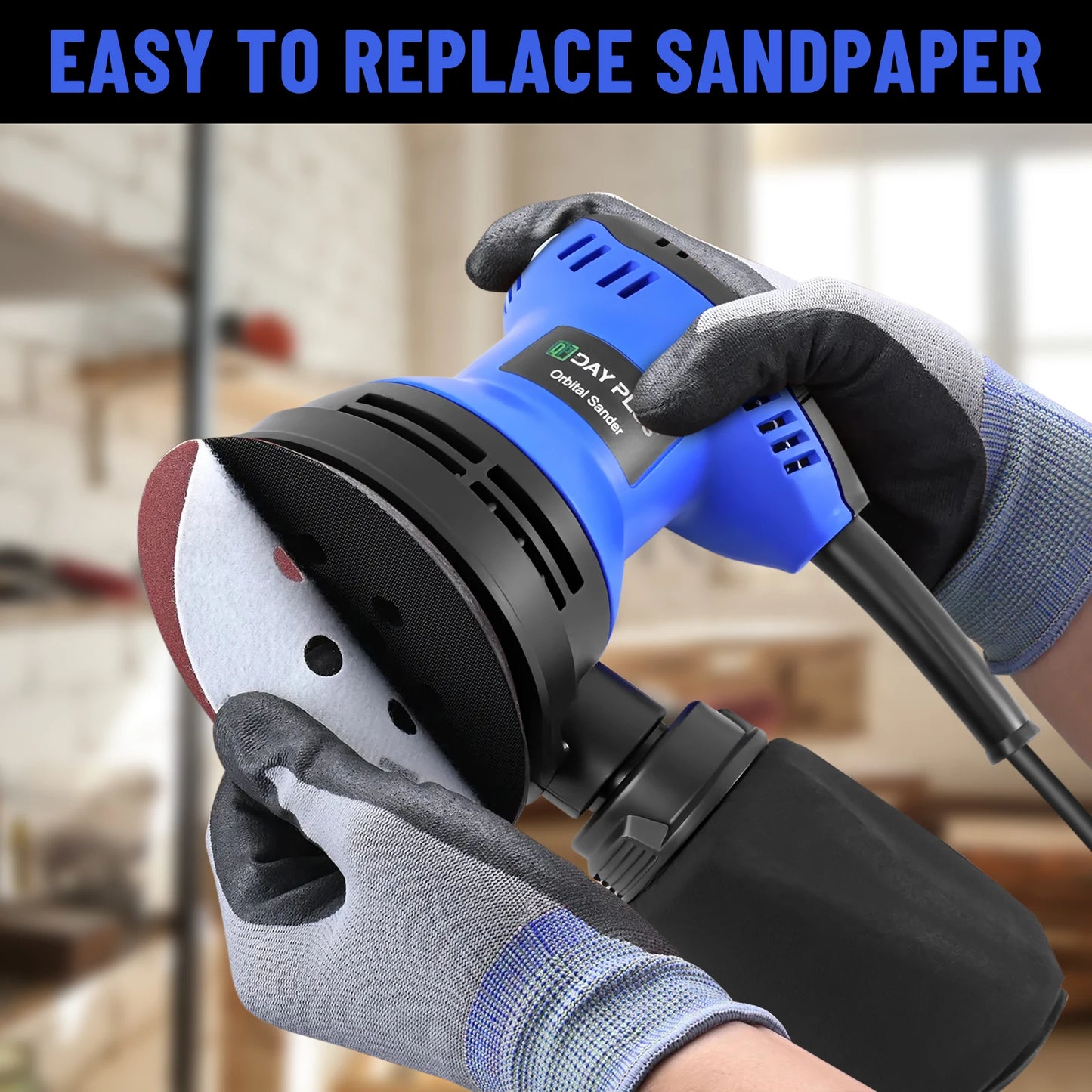 Electric sander, 6-speed track-type sander, suitable for sanding and polishing wood, furniture, metal and car surfaces