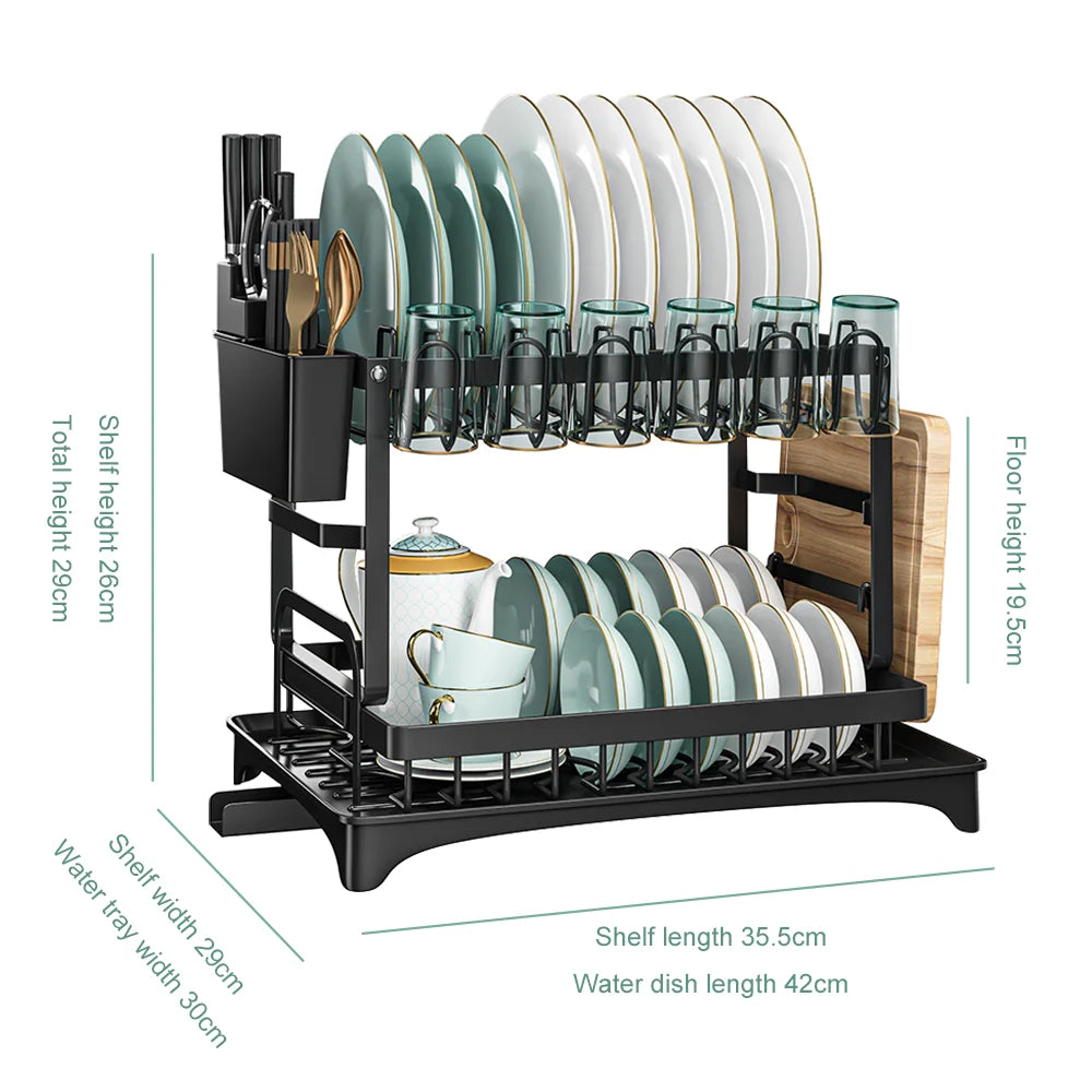 Dish Drying Rack 2 Tier Tableware Drainer Kitchen Dish Bowl Drainer Storage Rack Organizer Kitchen Accessories