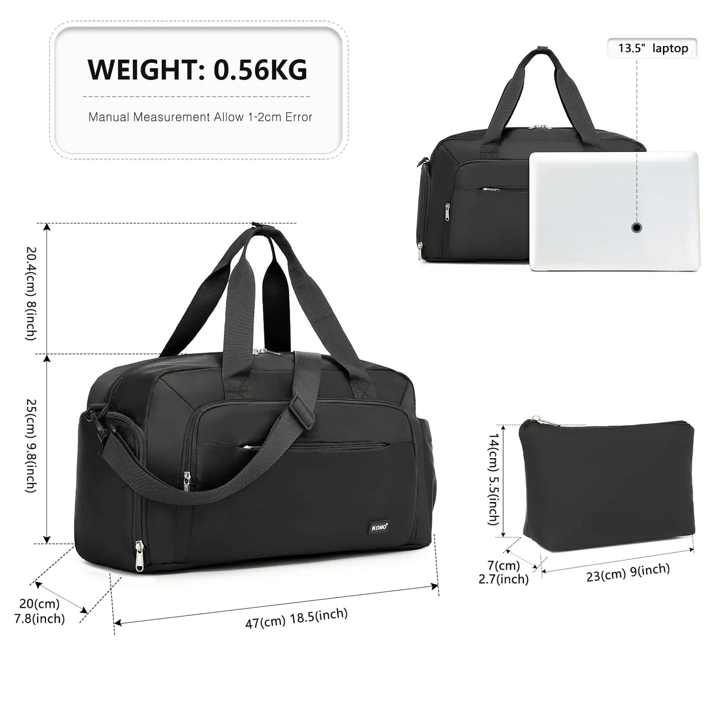 Kono Sports Duffle Bag with Shoes Compartment and Shoulder Strap Waterproof Gym Bag for Men and Women