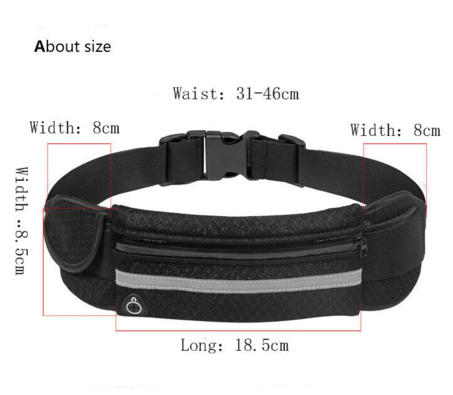 Running Belt Unisex Sport Jogging Phone Keys Mobile Money Bum Bag Waist Travel