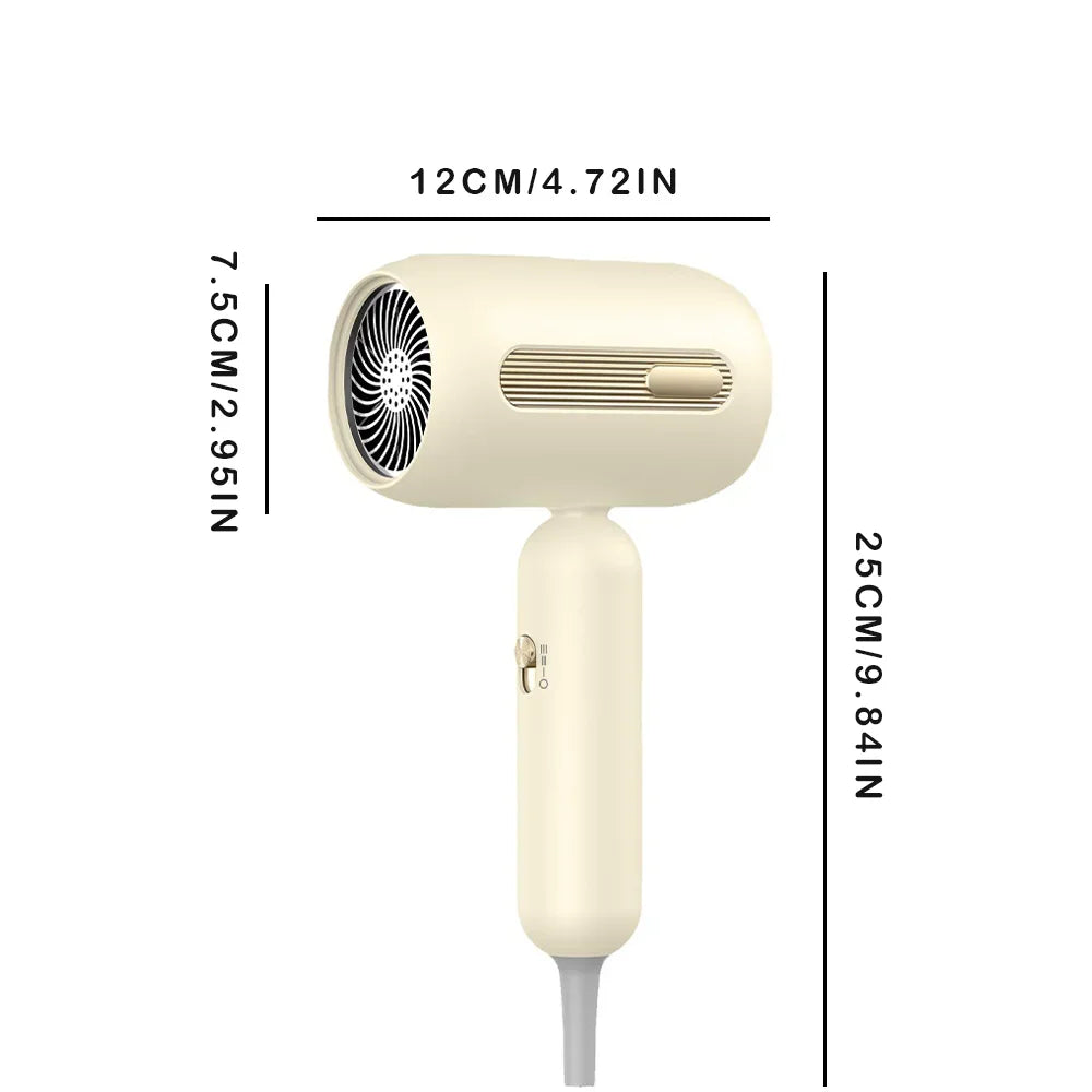 1900W Negative Ion Hair Dryer Low Noise Strong Wind Fast-Drying with Nozzle for Home and Travel Hair Dryer Portable