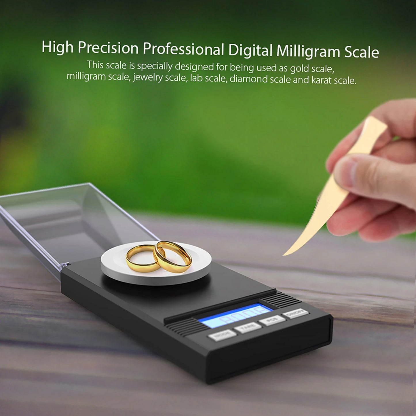 Jewelry Scale Digital Milligram Pocket Scale Mini Jewelry Gold Powder Weigh Scales with Calibration Weights Tweezers