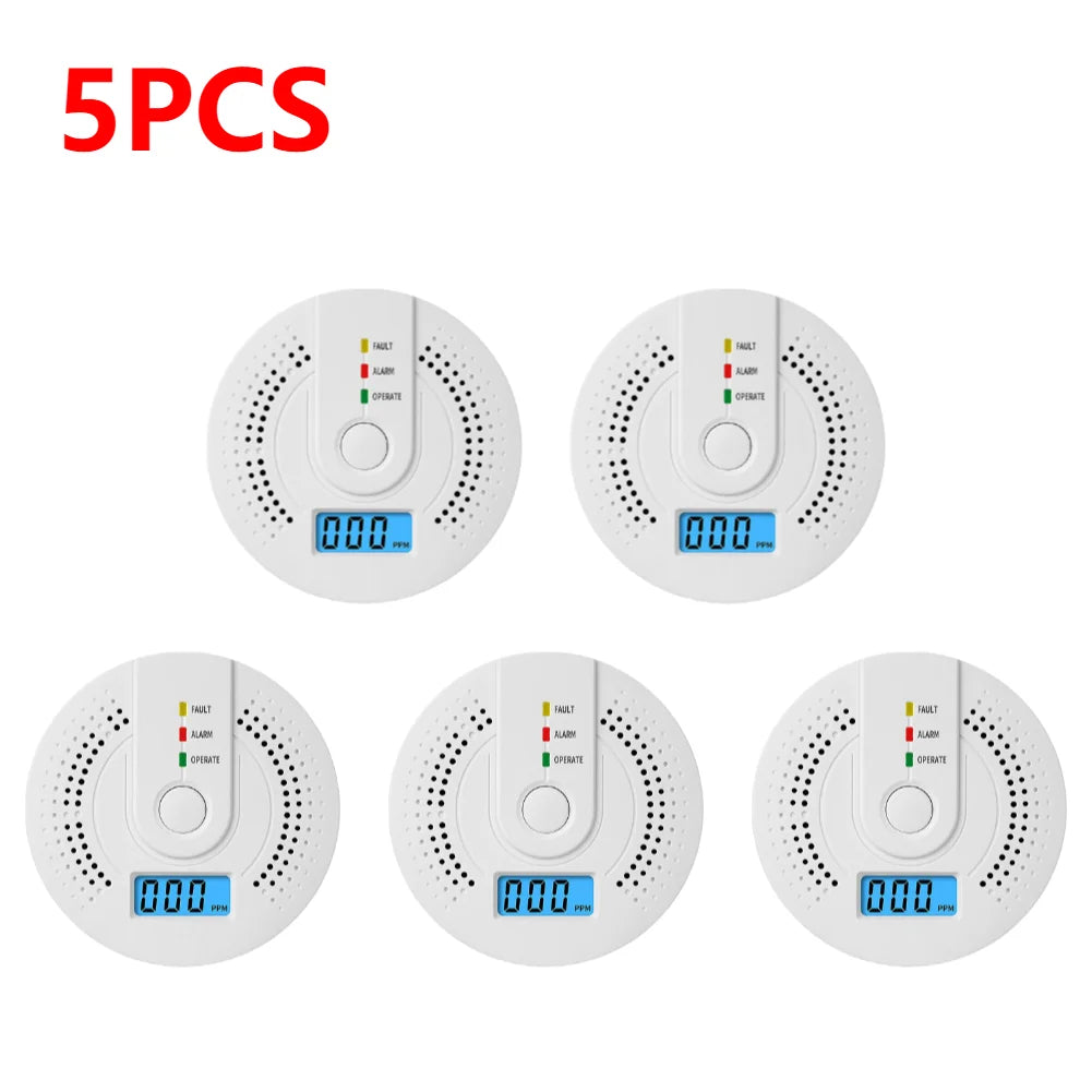 Digital Carbon Monoxide Detector Sound & Light Warning Sensor Battery Powered CO Gas Monitor Meter with LED Indicator Home Use