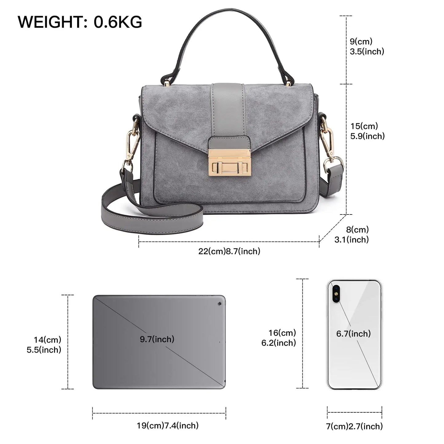 Miss Lulu Crossbody Bag for Women, Small Women's Top-Handle Bags, Suede Handbags for Shopping Traveling