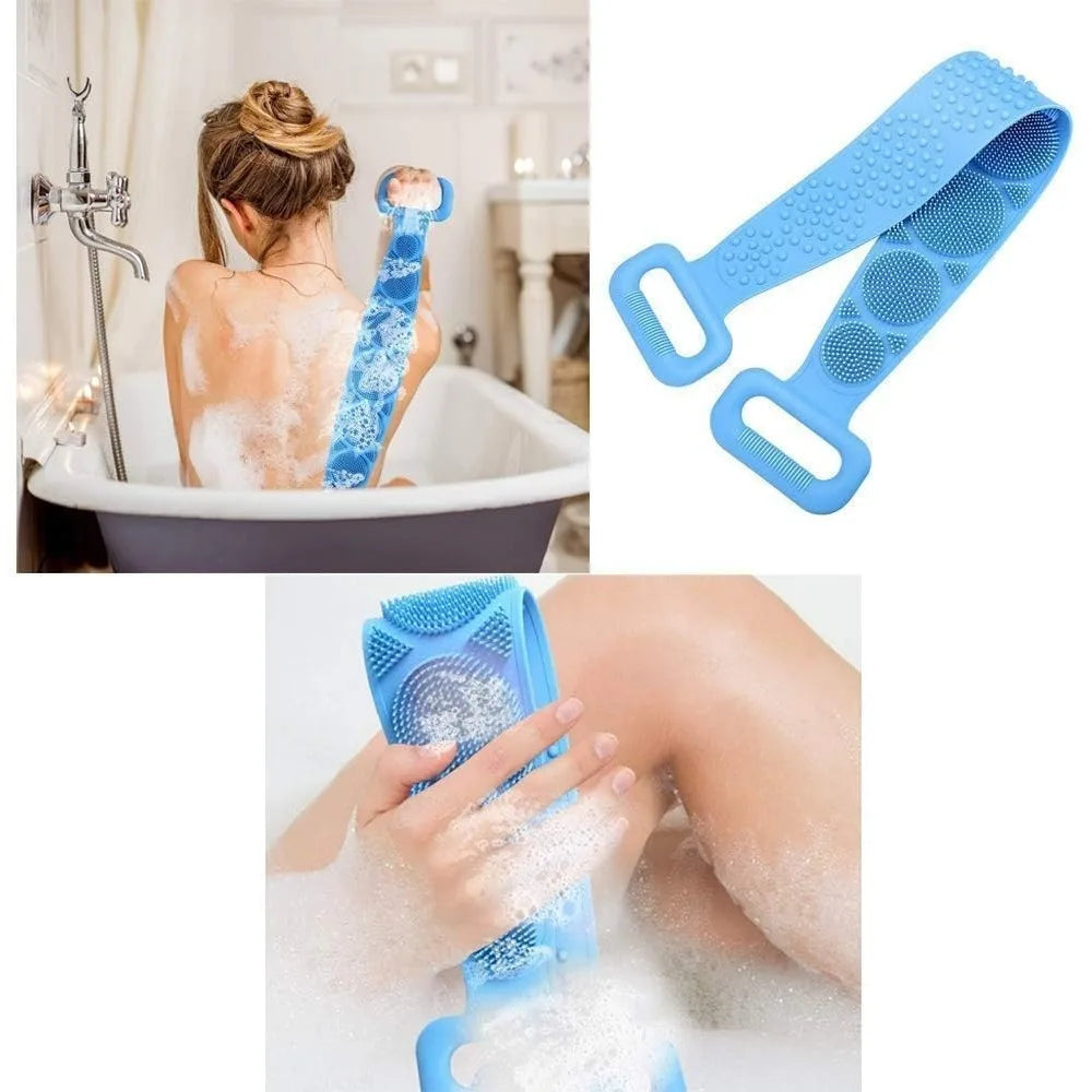 Silicone body exfoliating brush for back, shower, massage, cleansing, exfoliation and rejuvenation, a back cleaning tool