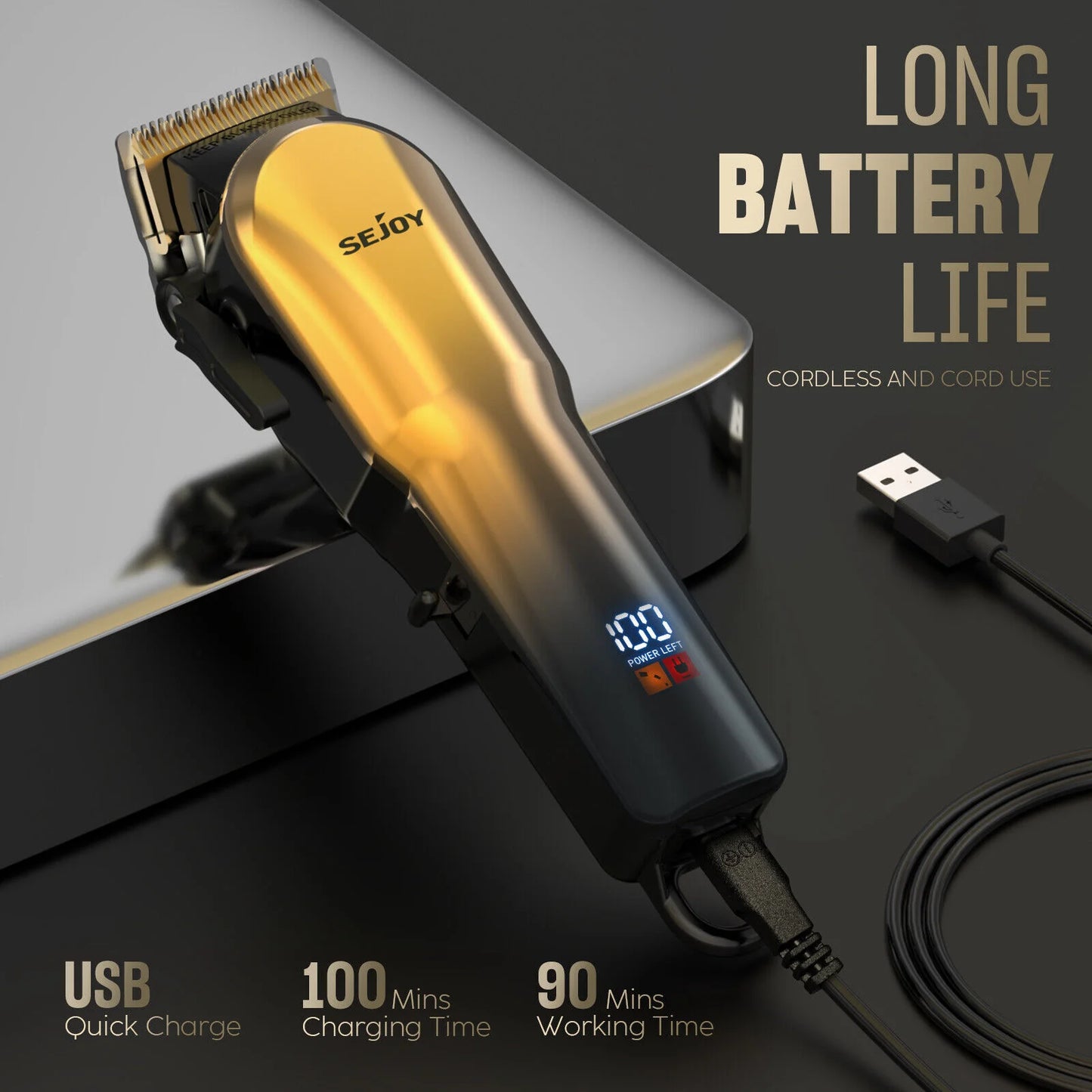 Sejoy Men's Hair Trimmer Multifunction Hair clippers for Body Head Hair Electric Beard Trimmer Shaver Rechargeable Grooming Kit