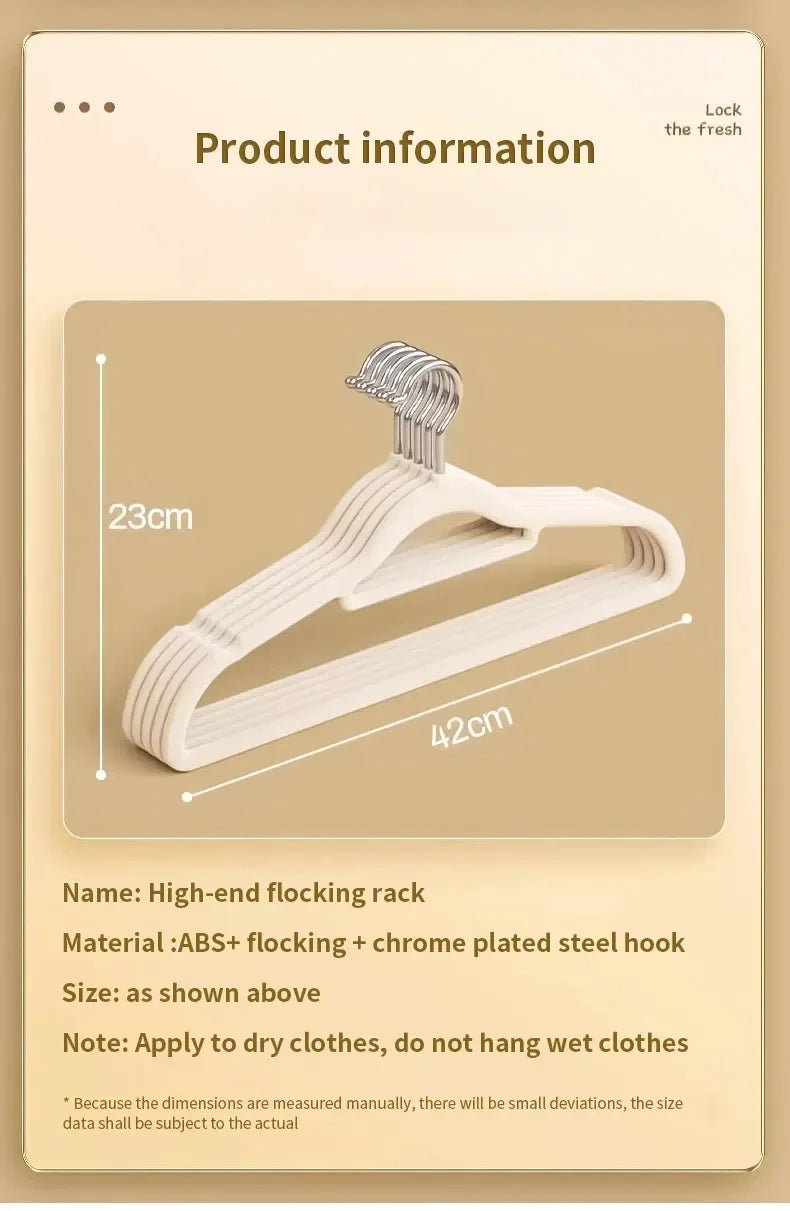 10Pcs Flocked Hanger Home Non-slip Velvet Hangers Elegant Coat Clothes Hanger Strong Durable Racks Hanger