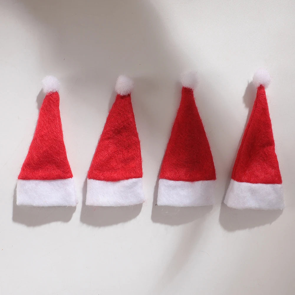 Mini Candy Christmas Hat Classic Decoration Christmas Lollipop Cap Festival Party Supplies for Kitchen Utensils Soda Wine Bottle