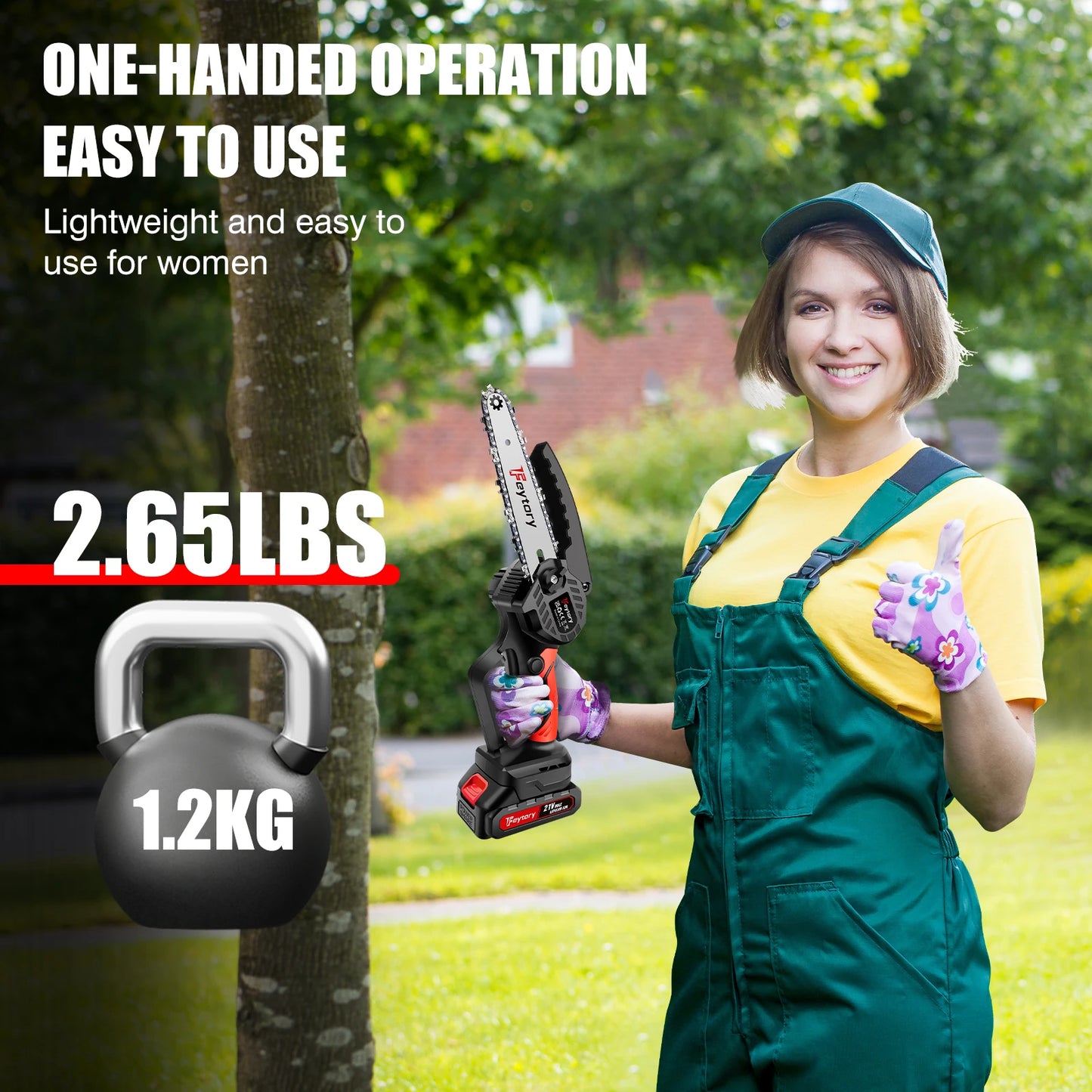 DayPlus Mini Chainsaw Cordless 6 Inch with Large LI-ion Battery, Powerful Electric Chainsaw with 2 Chains and Security Lock Saw