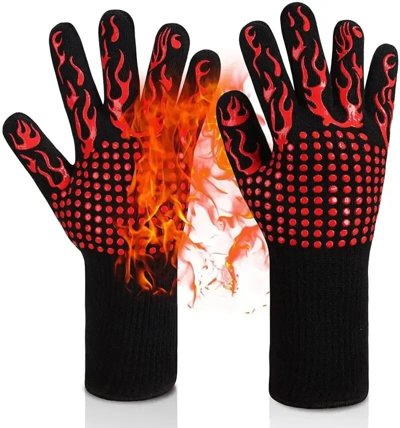 1pc Heat Resistant Oven Gloves Cut Resistant Non-Slip Silicone BBQ Gloves for Kitchen Grill Camping Cookware