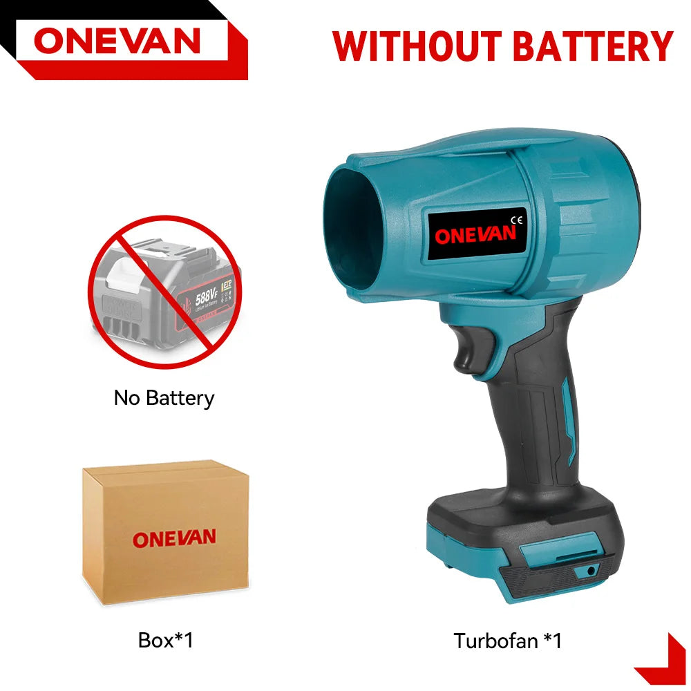ONEVAN Brushless 2000W Electric Turbo Blower Jet Fan 200M/S Violent Car Dryer Snow Dust Blowing Tool For Makita 18V Battery Pin