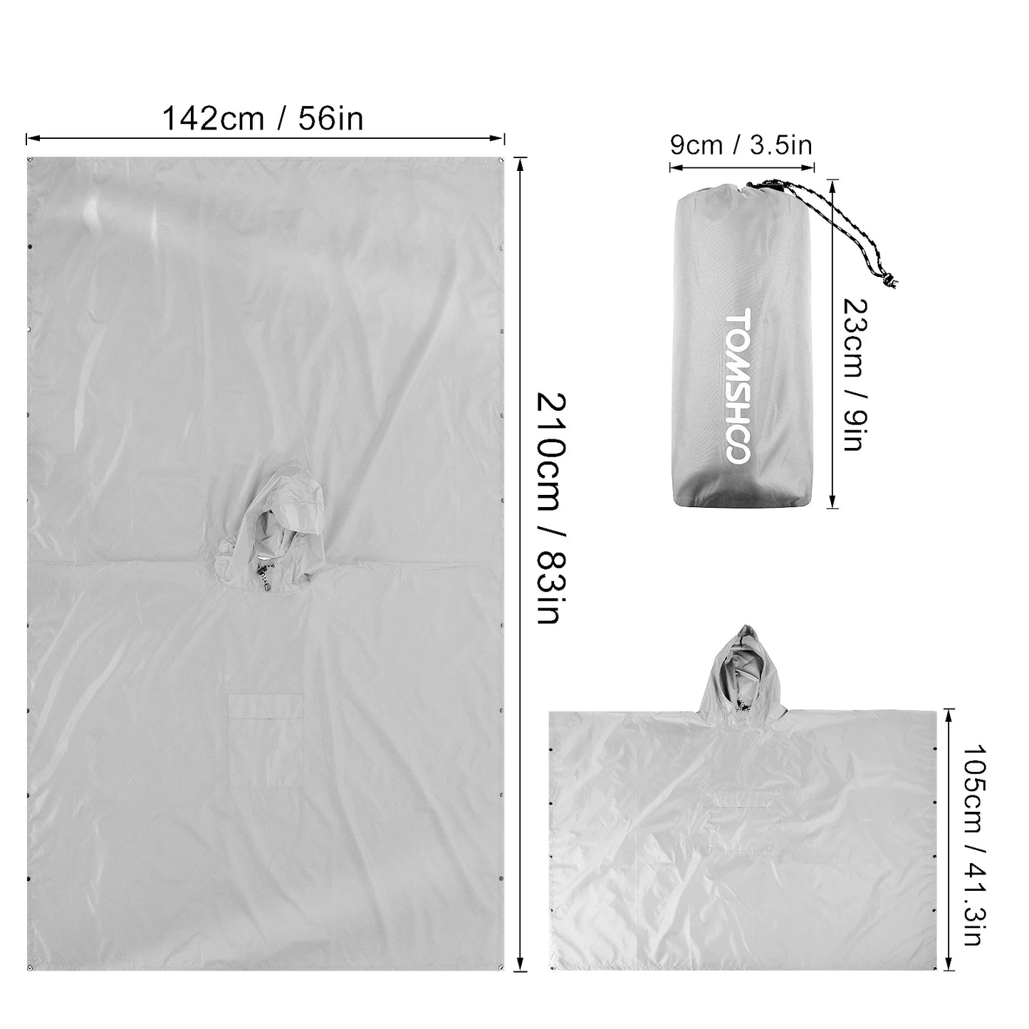 Hooded Lightweight Rain Poncho with Pocket | Waterproof Rain Gear & Sun Shelter for Camping, Hiking & Travel