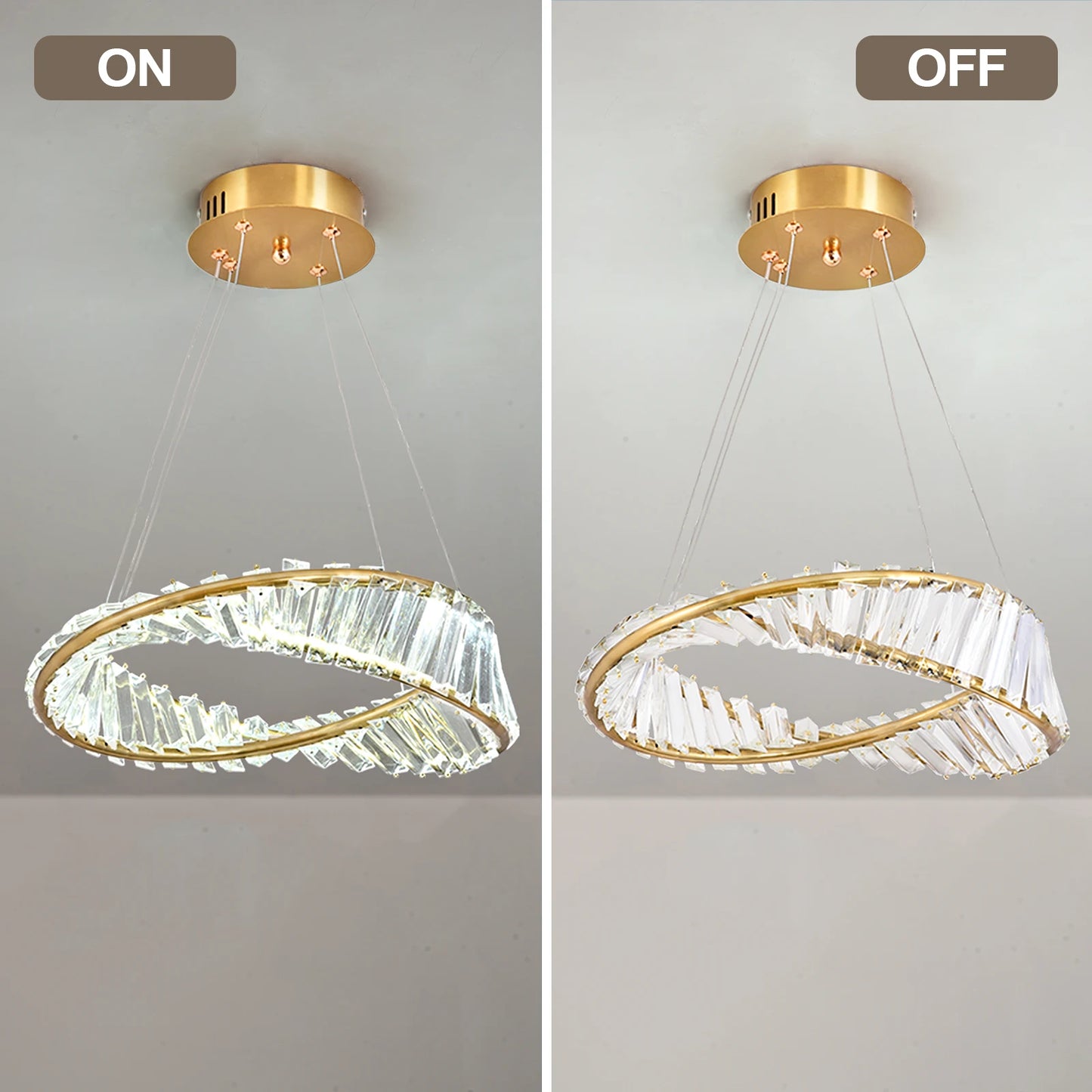 Modern Pendant Light Crystal Led Ceiling Lamp Gold Chandelier Möbius Strip Lustre Luxury Living Dining Room Home Decor Fixture