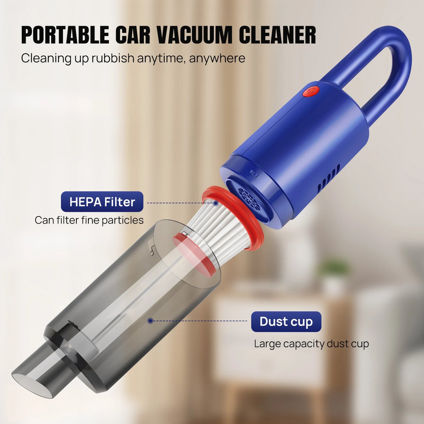 Car Wireless Vacuum Cleaner Strong Suction Handheld Wet Dry Auto Vacuum Home & Car Dual Use Mini Vacuum Cleaner Home Appliance