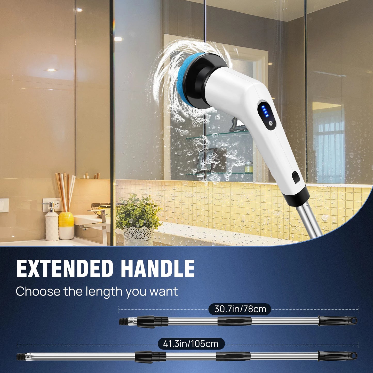 BRIEFNESS Cordless Electric Cleaning Brush 10in1 Multifunctional Spin Scrubber Kitchen Bathroom Rotary Cleaner Household
