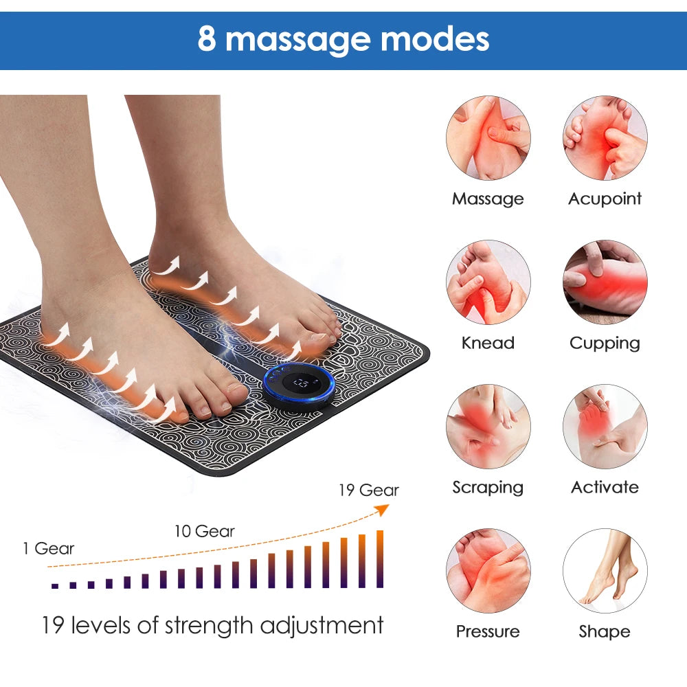 Smart Foot Massager Pad Muscle Relax Feet Acupoints Massage Electric Muscle Stimulation Improve Blood Circulation Health Care
