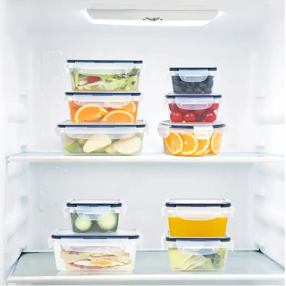 12pc Sealed refrigerator storage box with lid crisper Food Retain Freshness Transparent Storage Jar lunch box with lid