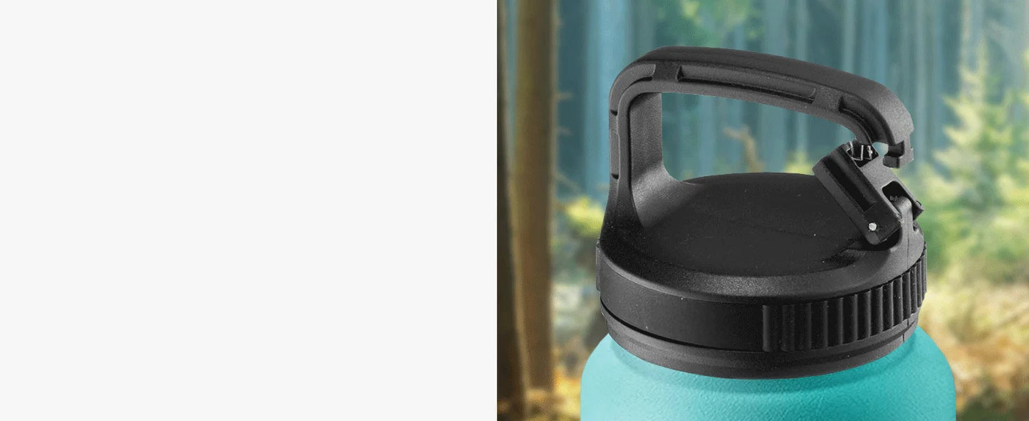 FineDine Triple Walled, Insulated Water Bottles with Straw - 32 Oz Stainless Steel Metal Bottle W/ 3 Leak Proof