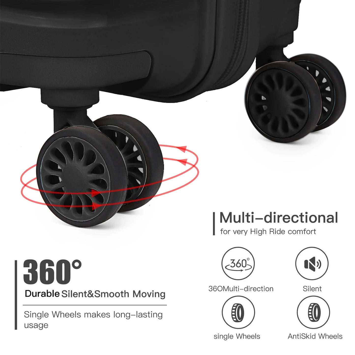Kono Large Check in Luggage Lightweight Polypropylene Hard Shell Suitcase with TSA Lock Spinner Wheels