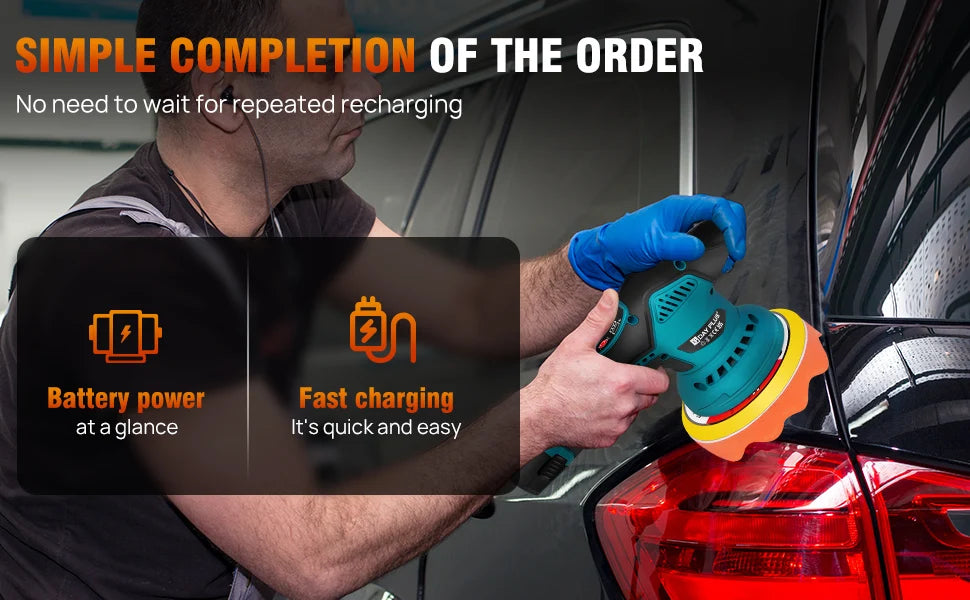 Cordless Car Buffer Polisher, Electric Polishing Machines Car Buffers and Polishers Kit,8 Variable Speed ,2*12V 2.0Ah Batteries