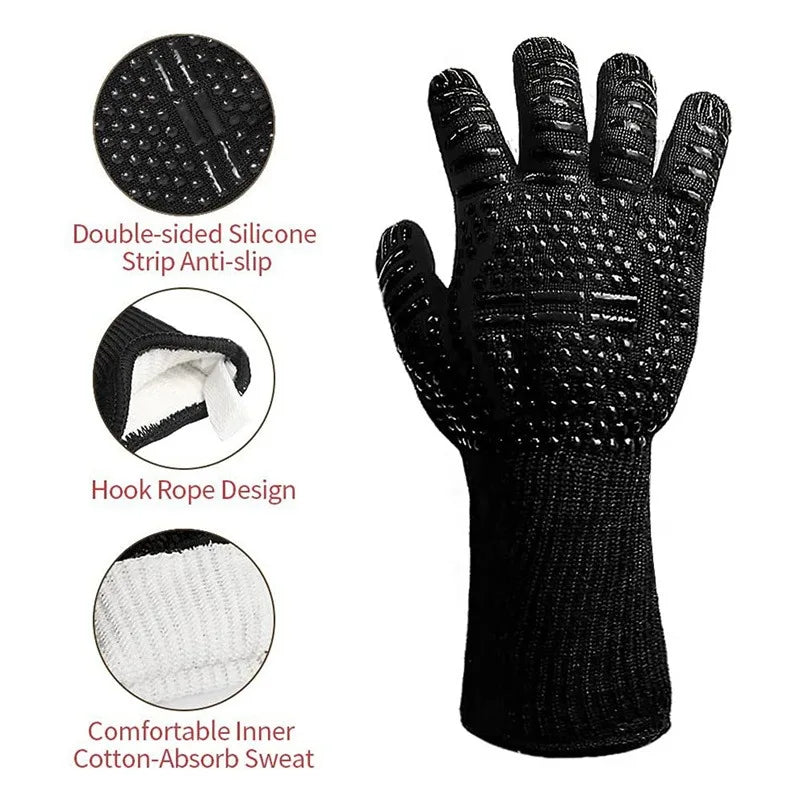 One Piece BBQ Gloves High Temperature Resistance Oven Mitts 500 800 Degrees Fireproof Barbecue Heat Insulation Microwave Gloves