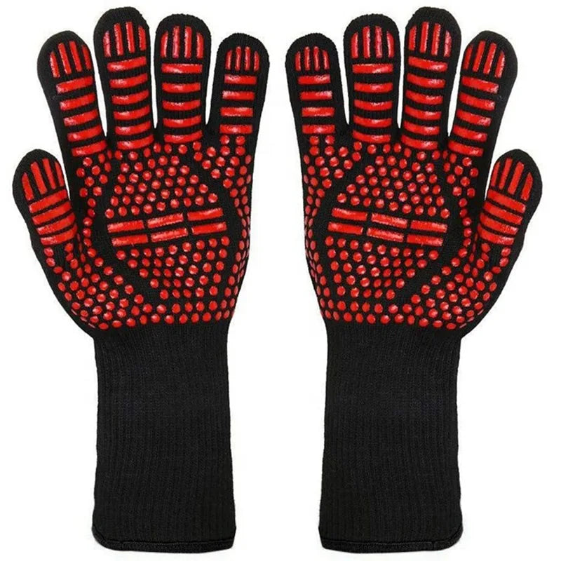 One Piece BBQ Gloves High Temperature Resistance Oven Mitts 500 800 Degrees Fireproof Barbecue Heat Insulation Microwave Gloves