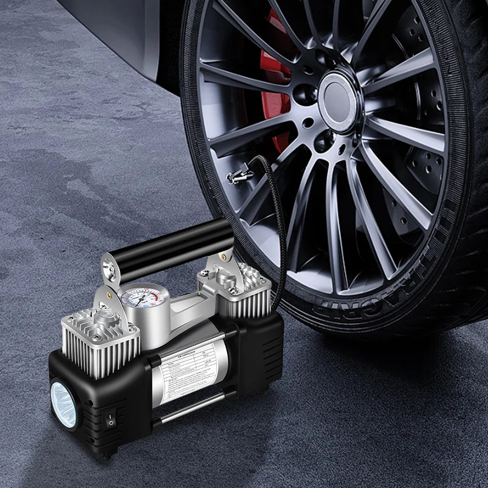 12V Portable Dual Cylinder Air Pump 150PSI Electric Car Tyre Inflator Automotive Inflation Pump Portable Dual Purpose Air Pump