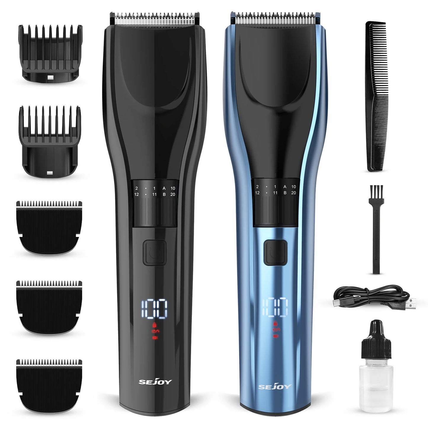 Sejoy Electric Hair Clipper For Men, 20 Gears Adjustable Hair Cut Machine Hair Trimmer Professional Rechargeable Hair Cut Barber