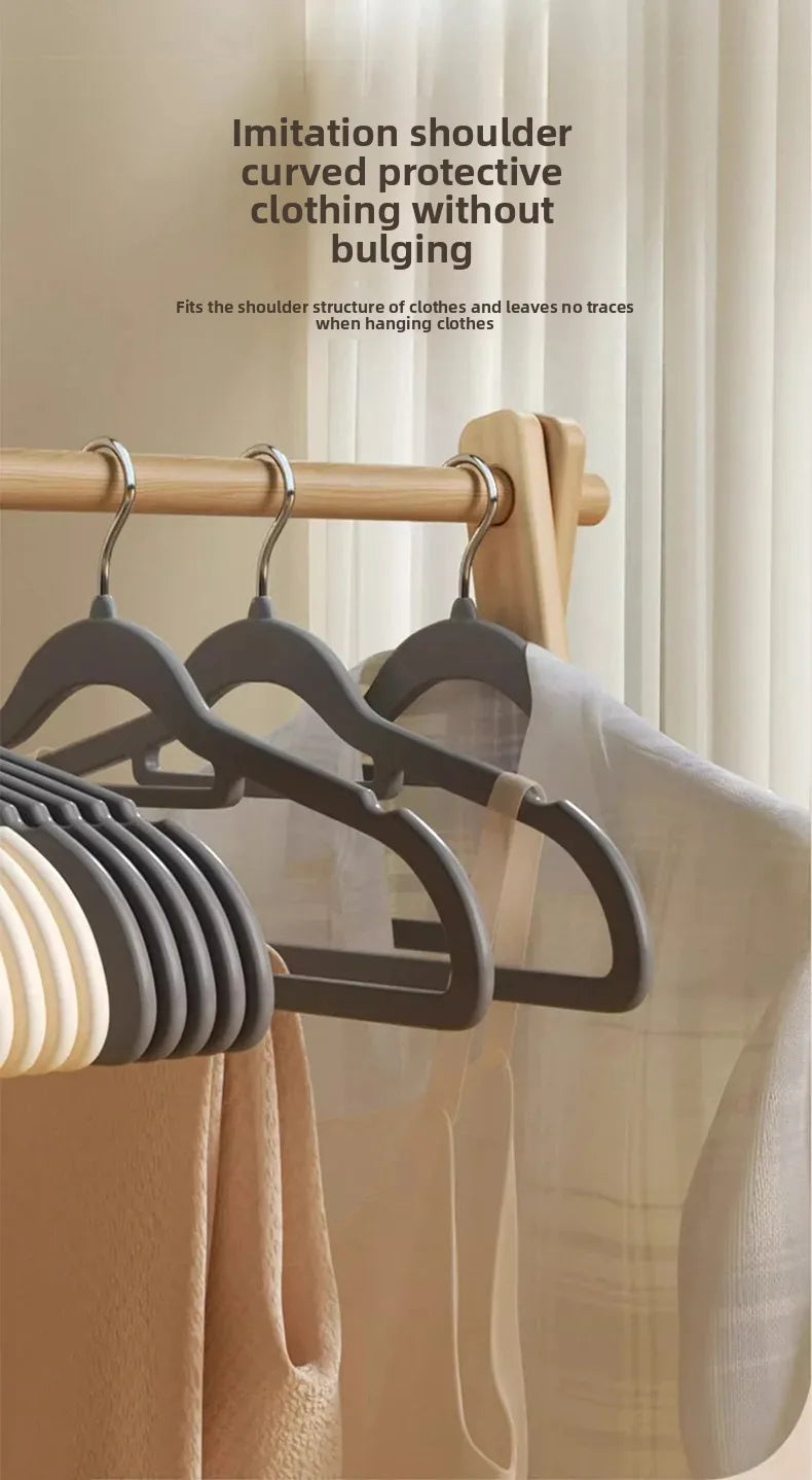 Home Use Flocking Clothes Hanger Anti-Slip Shirt Drying Rack Store Shoulder Corner Seamless Hanging Closet Storage Tool