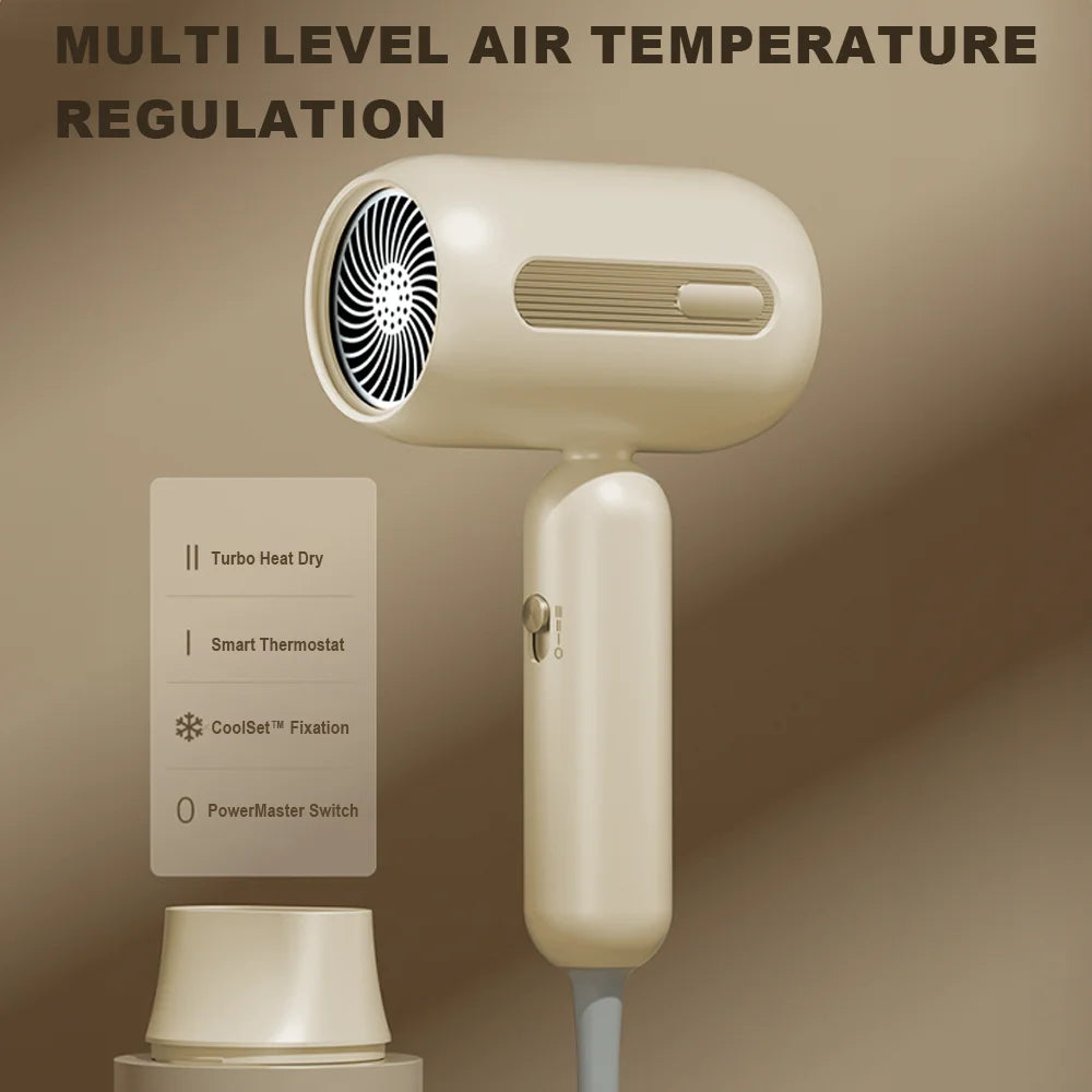 1900W Negative Ion Hair Dryer Low Noise Strong Wind Fast-Drying with Nozzle for Home and Travel Hair Dryer Portable