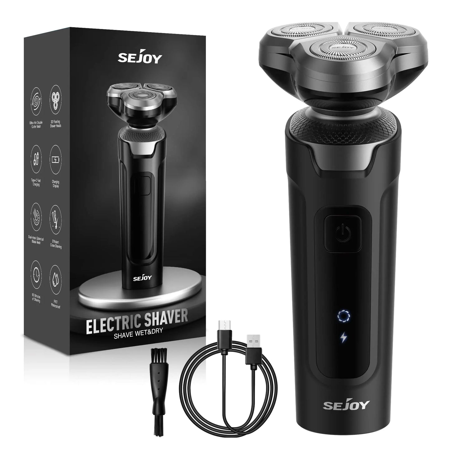 Sejoy 5 in 1 Electric Razor Shaver Barber for Men Rechargeable with Beard Trimmer Portable Shavers for Travel